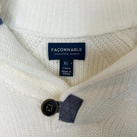 FACCONABLE Bold Stripe Shawl Collar Knit Sweater - Picture 4 of 5